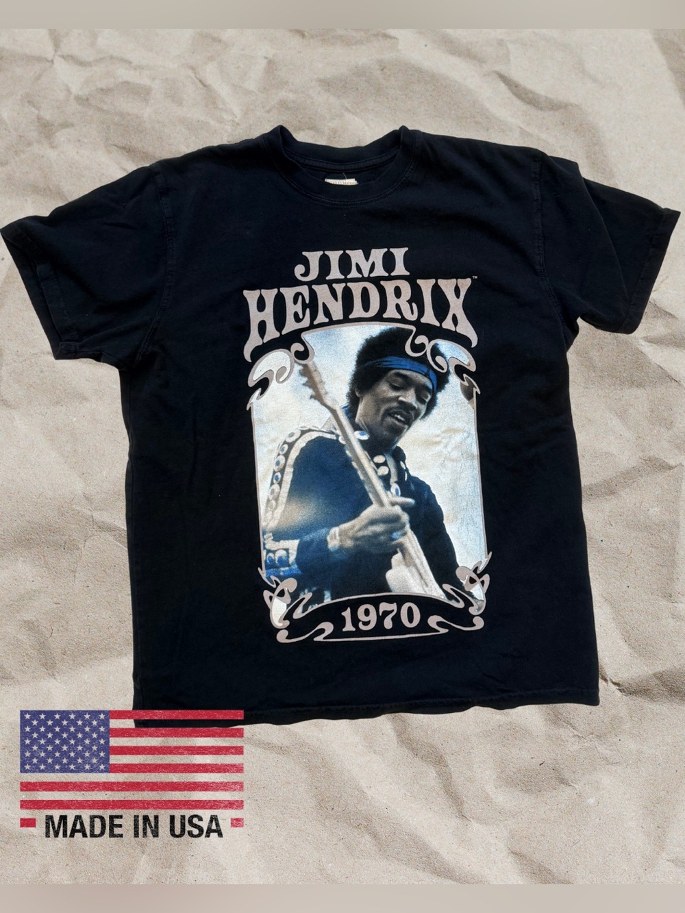 People of Leisure Jimi Hendrix 1970 Graphic Tee Made in LA Black Size S